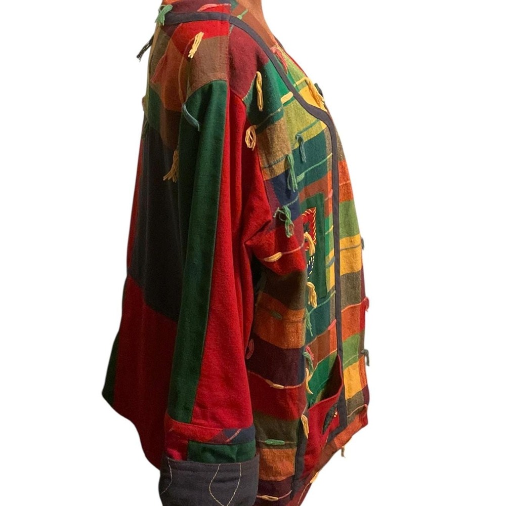 Vintage 90s Yak Magik Patchwork Jacket XL – Folk Art Coat - Picture 3 of 16